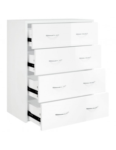 Credenza con 4 Cassetti 60x30,5x71 cm Bianco lucido