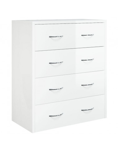 Credenza con 4 Cassetti 60x30,5x71 cm Bianco lucido