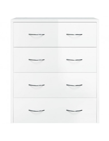 Credenza con 4 Cassetti 60x30,5x71 cm Bianco lucido