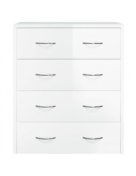 Credenza con 4 Cassetti 60x30,5x71 cm Bianco lucido