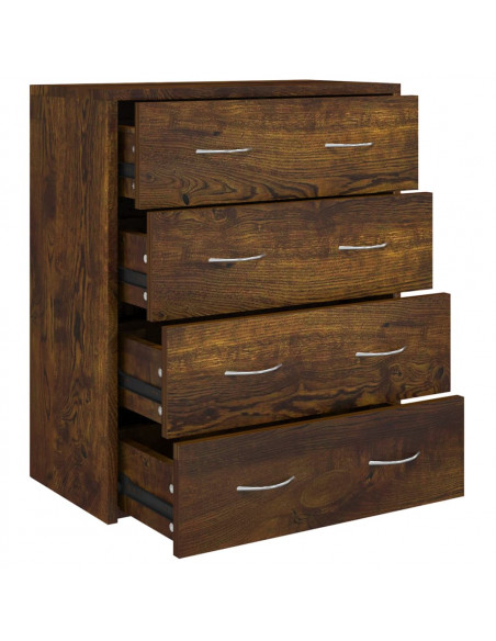 Credenza con 4 Cassetti 60x30,5x71 cm Rovere fumo