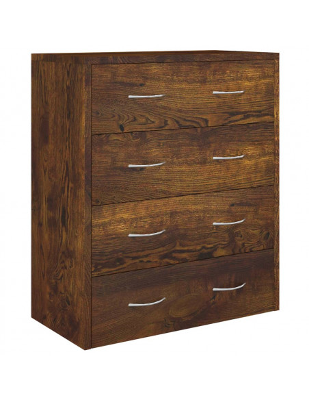 Credenza con 4 Cassetti 60x30,5x71 cm Rovere fumo