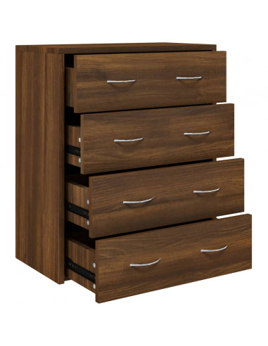 Credenza con 4 Cassetti 60x30,5x71 cm Rovere marrone