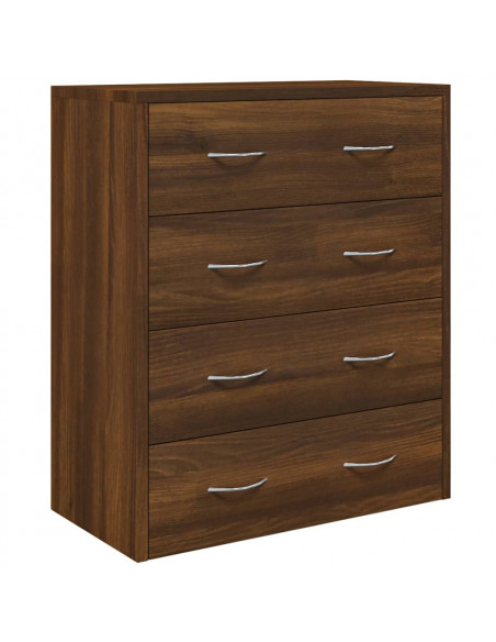 Credenza con 4 Cassetti 60x30,5x71 cm Rovere marrone