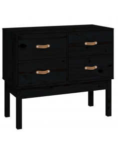 Mobile Consolle Nera 90x40x78 cm in Legno Massello di Pino 2