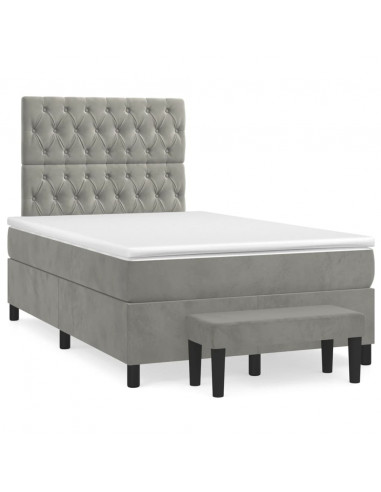 Giroletto a Molle con Materasso Grigio Chiaro 120x200cm Velluto