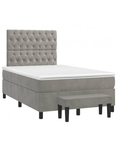 Giroletto a Molle con Materasso Grigio Chiaro 120x200cm Velluto