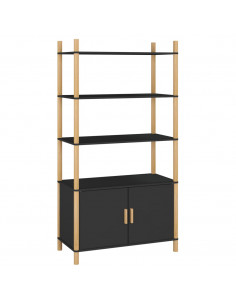 Credenza Nera 80x40x153 in Legno Multistrato 2