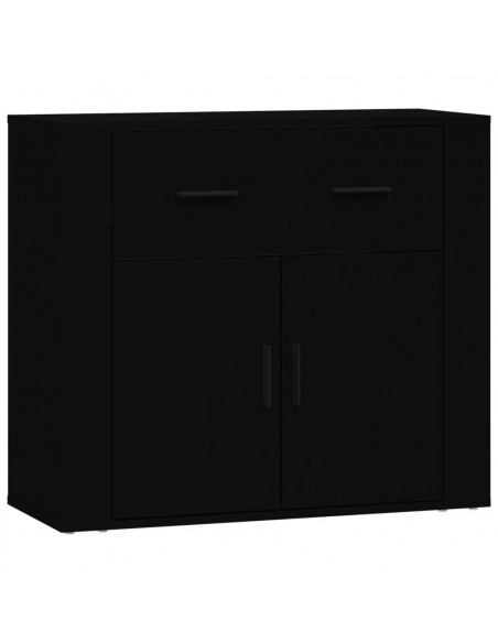 Credenza Nera 80x33x70 cm in Legno Multistrato