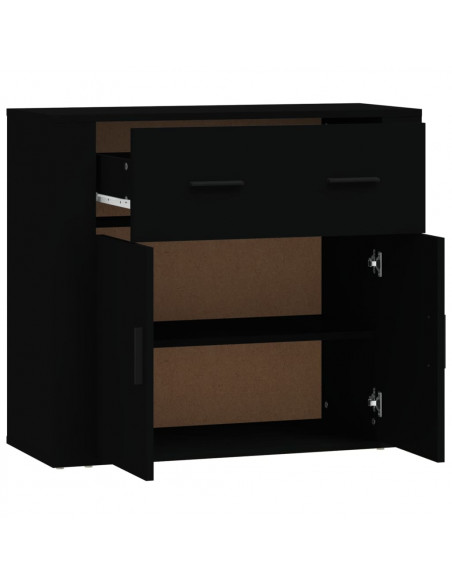 Credenza Nera 80x33x70 cm in Legno Multistrato
