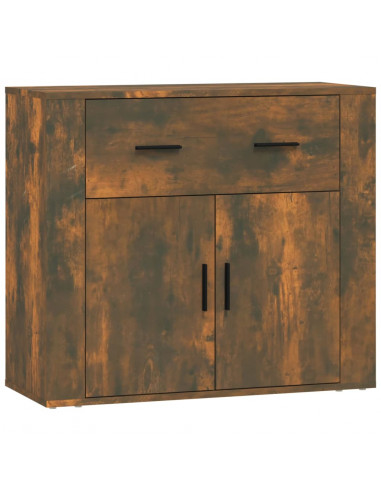 Credenza Rovere Fumo 80x33x70 cm in Legno Multistrato