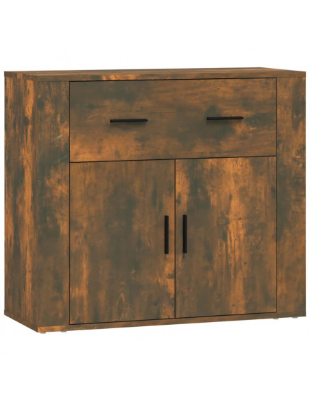 Credenza Rovere Fumo 80x33x70 cm in Legno Multistrato