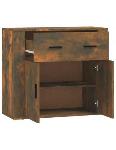 Credenza Rovere Fumo 80x33x70 cm in Legno Multistrato