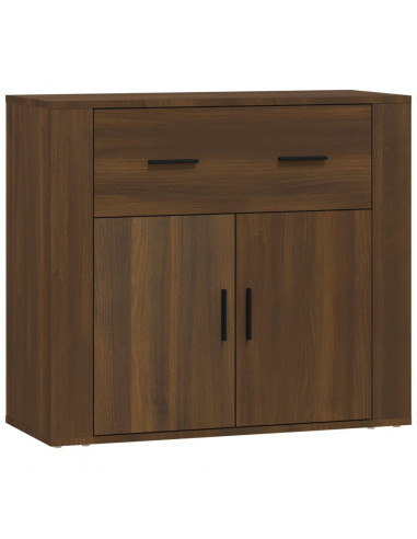 Credenza Rovere Marrone 80x33x70 cm in Legno Multistrato