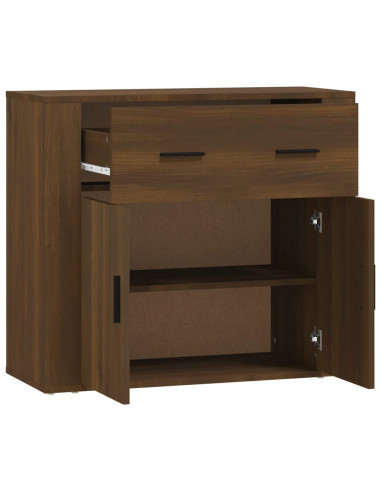 Credenza Rovere Marrone 80x33x70 cm in Legno Multistrato
