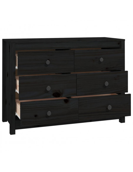 Armadietto Miele Nero 100x40x72 cm in Legno Massello di Pino