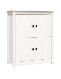 Credenza Bianca 83x41,5x100 cm in Legno Massello di Pino 2