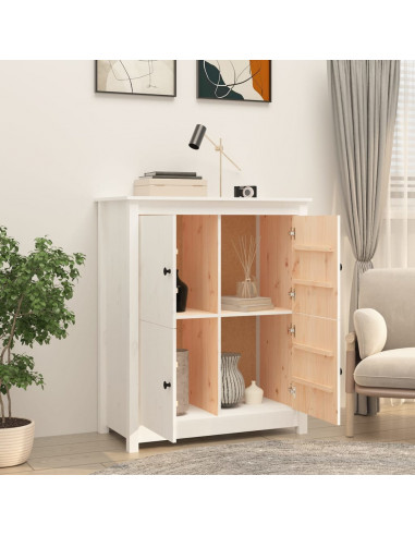 Credenza Bianca 83x41,5x100 cm in Legno Massello di Pino