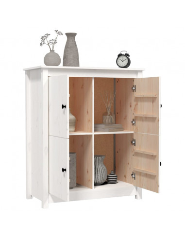 Credenza Bianca 83x41,5x100 cm in Legno Massello di Pino