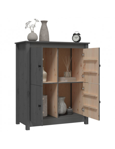 Credenza Grigia 83x41,5x100 cm in Legno Massello di Pino