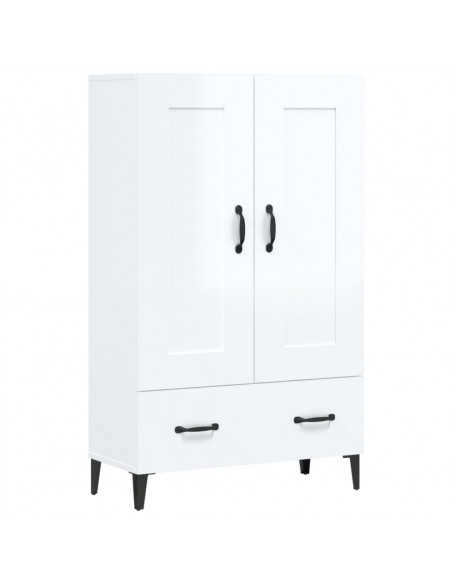 Credenza Bianco Lucido 70x31x115 cm in Legno Multistrato