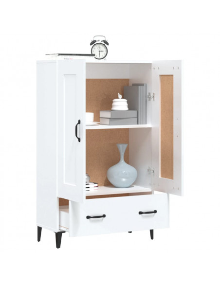 Credenza Bianco Lucido 70x31x115 cm in Legno Multistrato