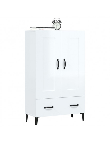 Credenza Bianco Lucido 70x31x115 cm in Legno Multistrato