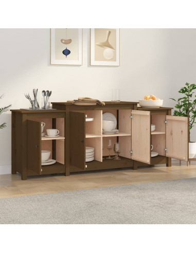 Credenza Marrone Miele 164x37x68 cm in Legno Massello di Pino