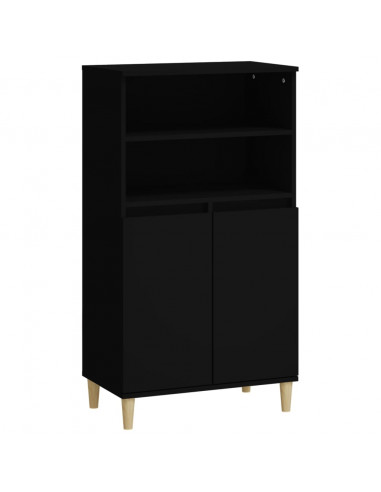 Credenza Nera 60x36x110 cm in Legno Multistrato