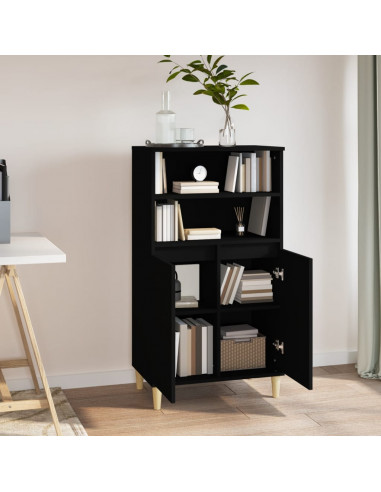 Credenza Nera 60x36x110 cm in Legno Multistrato