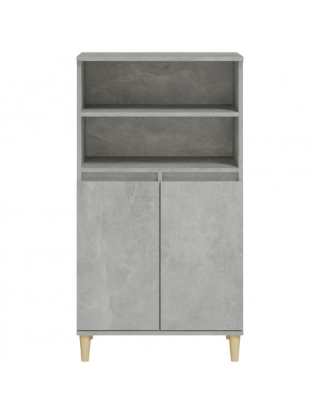 Credenza Grigio Cemento 60x36x110 cm in Legno Multistrato