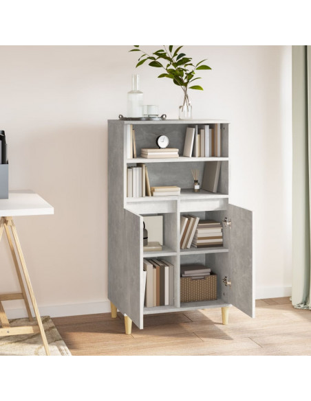 Credenza Grigio Cemento 60x36x110 cm in Legno Multistrato
