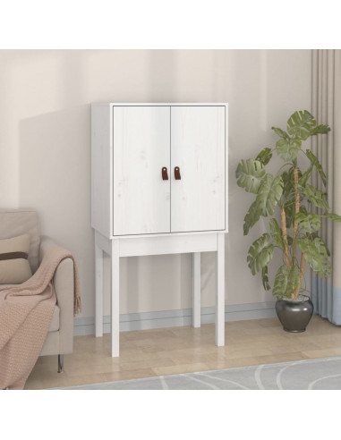 Credenza Bianca 60x40x120 cm in Legno Massello di Pino