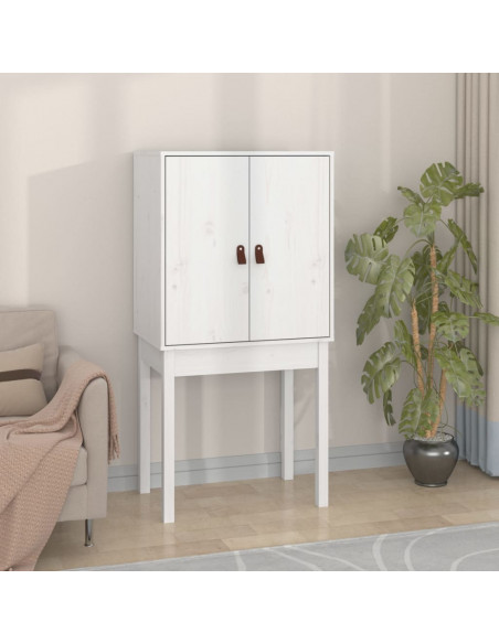 Credenza Bianca 60x40x120 cm in Legno Massello di Pino