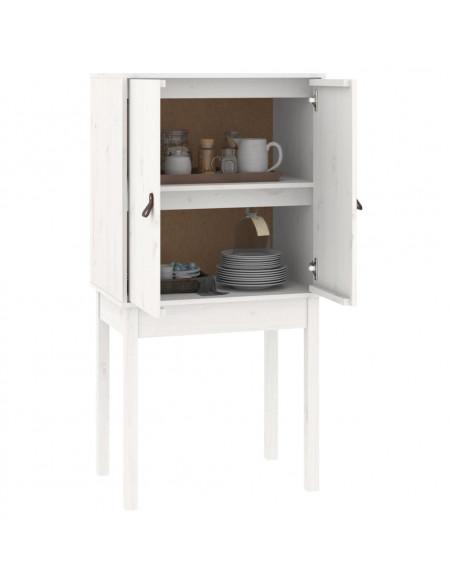 Credenza Bianca 60x40x120 cm in Legno Massello di Pino