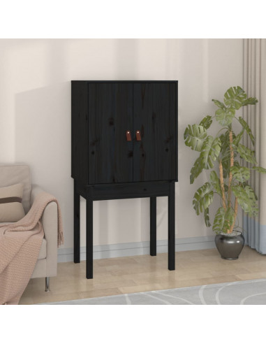 Credenza Nera 60x40x120 cm in Legno Massello di Pino