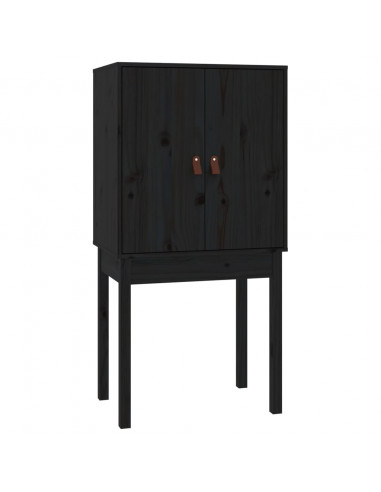 Credenza Nera 60x40x120 cm in Legno Massello di Pino