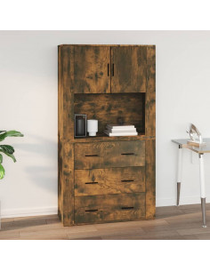 Armadietto a Muro Rovere Fumo 80x33x80 cm in Legno Multistrato 2