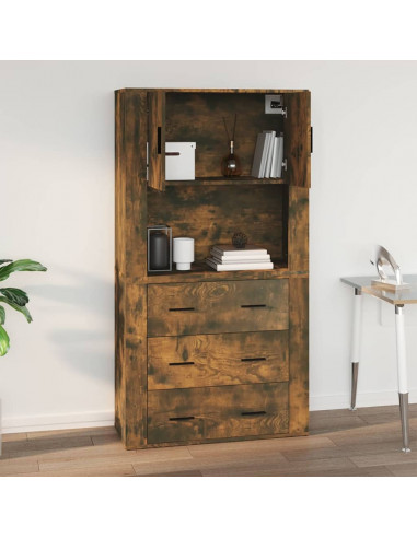 Armadietto a Muro Rovere Fumo 80x33x80 cm in Legno Multistrato