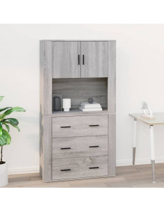Mobile Pensile Grigio Sonoma 80x33x80 cm in Legno Multistrato 2