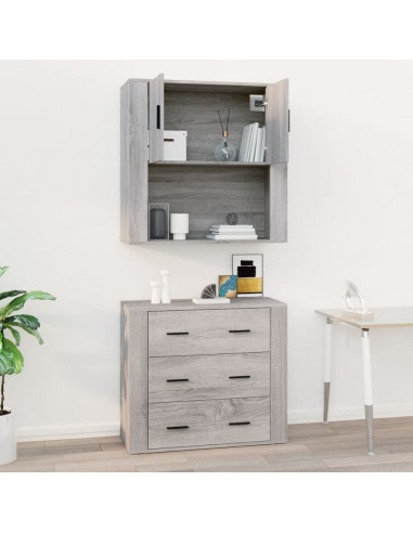 Mobile Pensile Grigio Sonoma 80x33x80 cm in Legno Multistrato