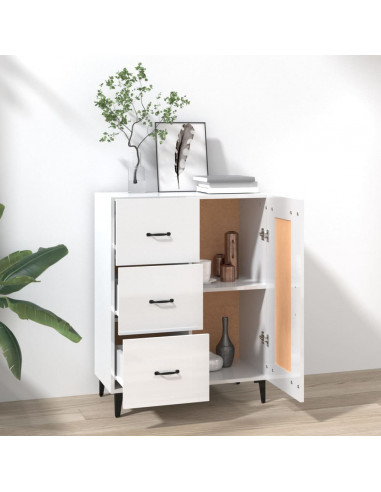 Credenza 69,5x34x90 cm in Legno Multistrato Bianco Lucido