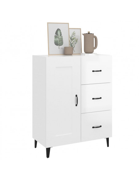Credenza 69,5x34x90 cm in Legno Multistrato Bianco Lucido