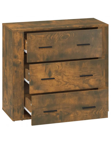 Credenza Rovere Fumo 80x33x70 cm in Legno Multistrato