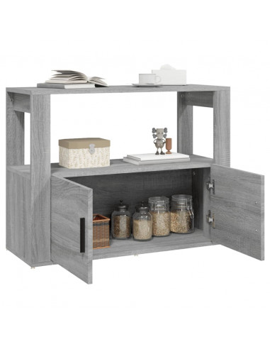 Credenza Grigio Sonoma 80x30x60 cm in Legno Multistrato