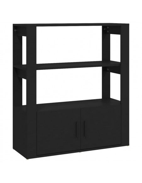 Credenza Nera 80x30x90 cm in Legno Multistrato