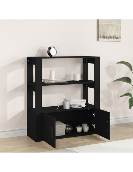 Credenza Nera 80x30x90 cm in Legno Multistrato