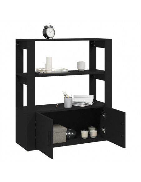 Credenza Nera 80x30x90 cm in Legno Multistrato