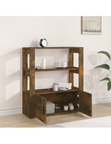 Credenza Rovere Fumo 80x30x90 cm in Legno Multistrato