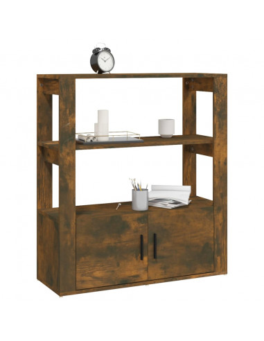 Credenza Rovere Fumo 80x30x90 cm in Legno Multistrato